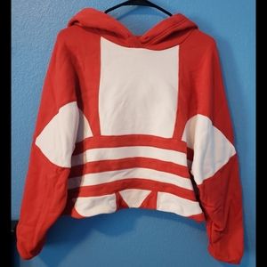 Red Adidas Cropped Hoodie